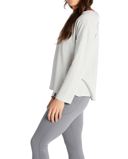 Banded Casual Women's Leisure Waffle Henley