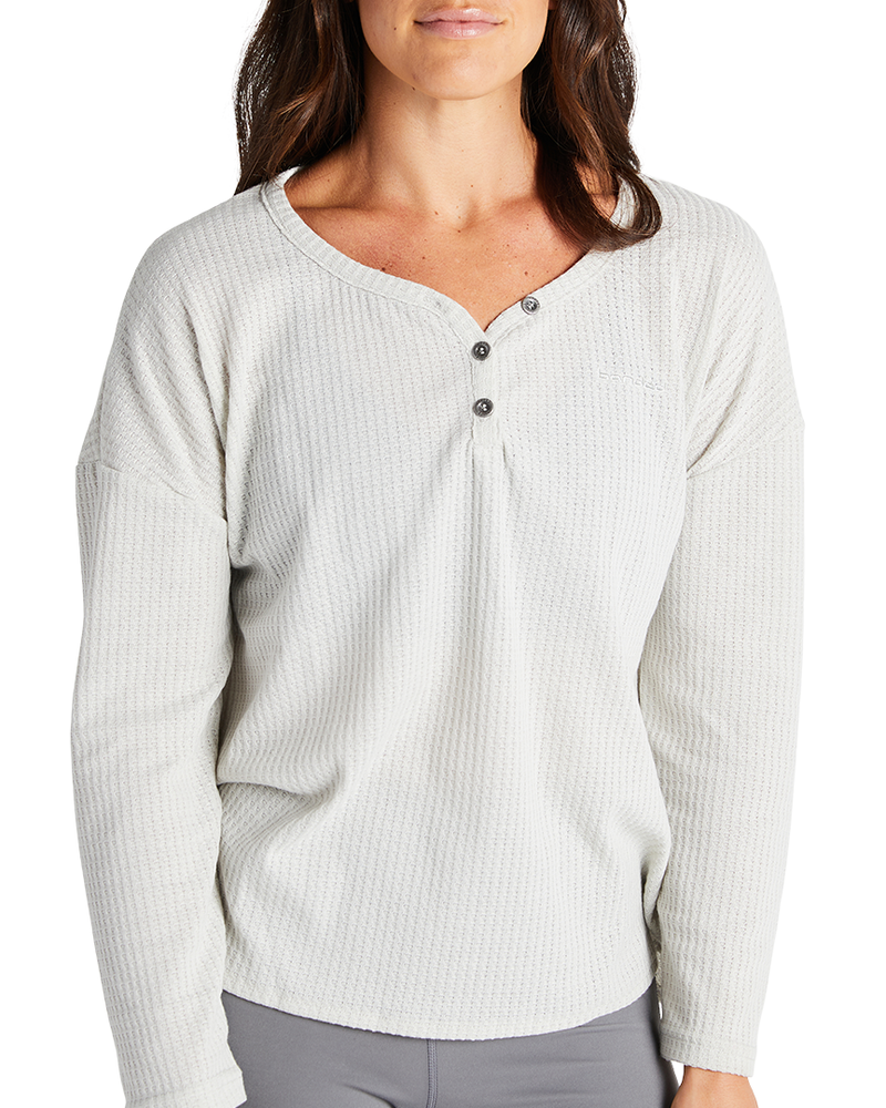 Banded Casual Women's Leisure Waffle Henley