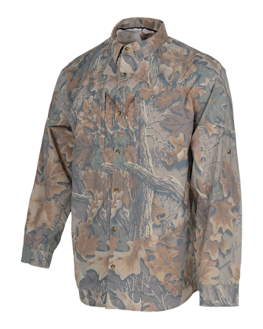 Banded Breezepoint Vented Shirt in Faded Advantage, UPF 40 button up shirt, side view