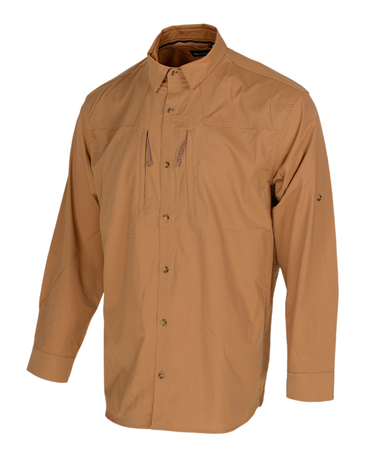 Banded Breezepoint Vented Shirt in Lion, UPF 40 button up shirt, side view