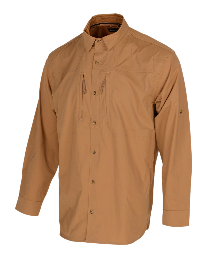Banded Breezepoint Vented Shirt in Lion, UPF 40 button up shirt, side view