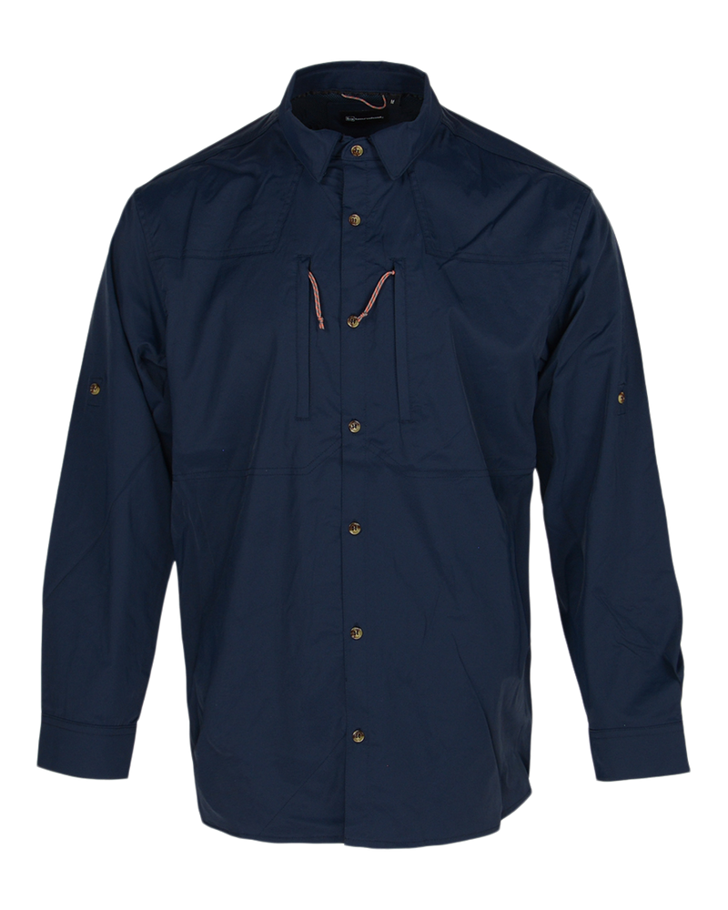 Banded Breezepoint Vented Shirt in Navy, UPF 40 button up shirt, front view