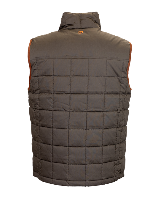 Banded Backland Vest in Deep Pine, quilted insulated vest, rear detail