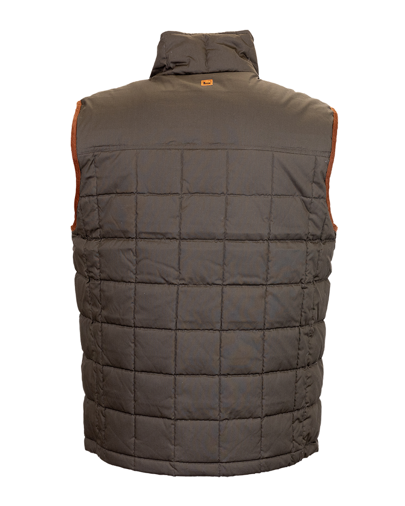Banded Backland Vest in Deep Pine, quilted insulated vest, rear detail