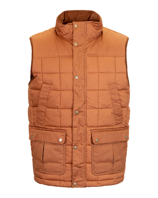 Banded Backland Vest in Lion, quilted insulated vest, front detail