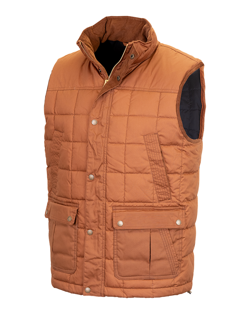 Banded Backland Vest in Lion, quilted insulated vest, side detail