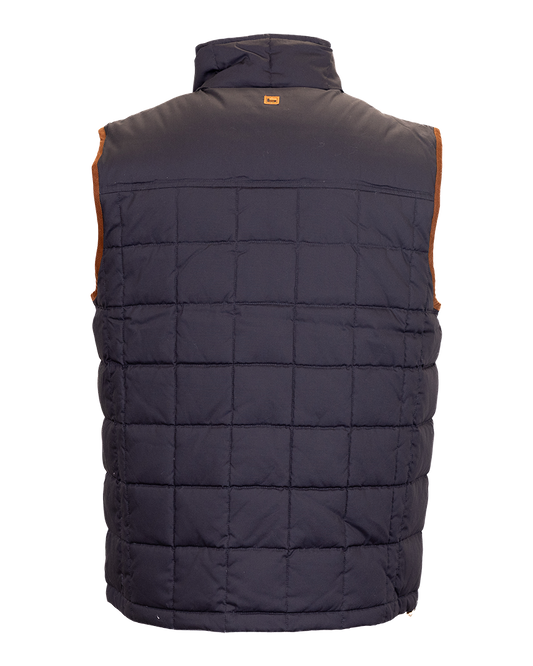 Banded Backland Vest in Navy, quilted insulated vest, rear detail