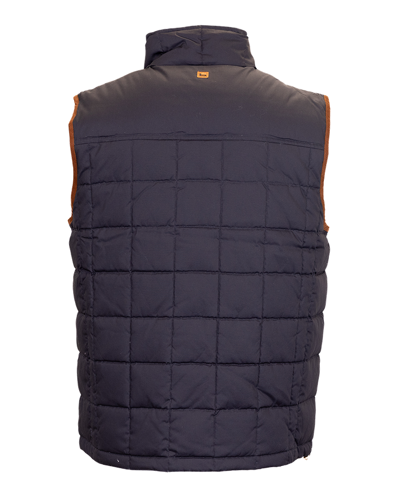 Banded Backland Vest in Navy, quilted insulated vest, rear detail