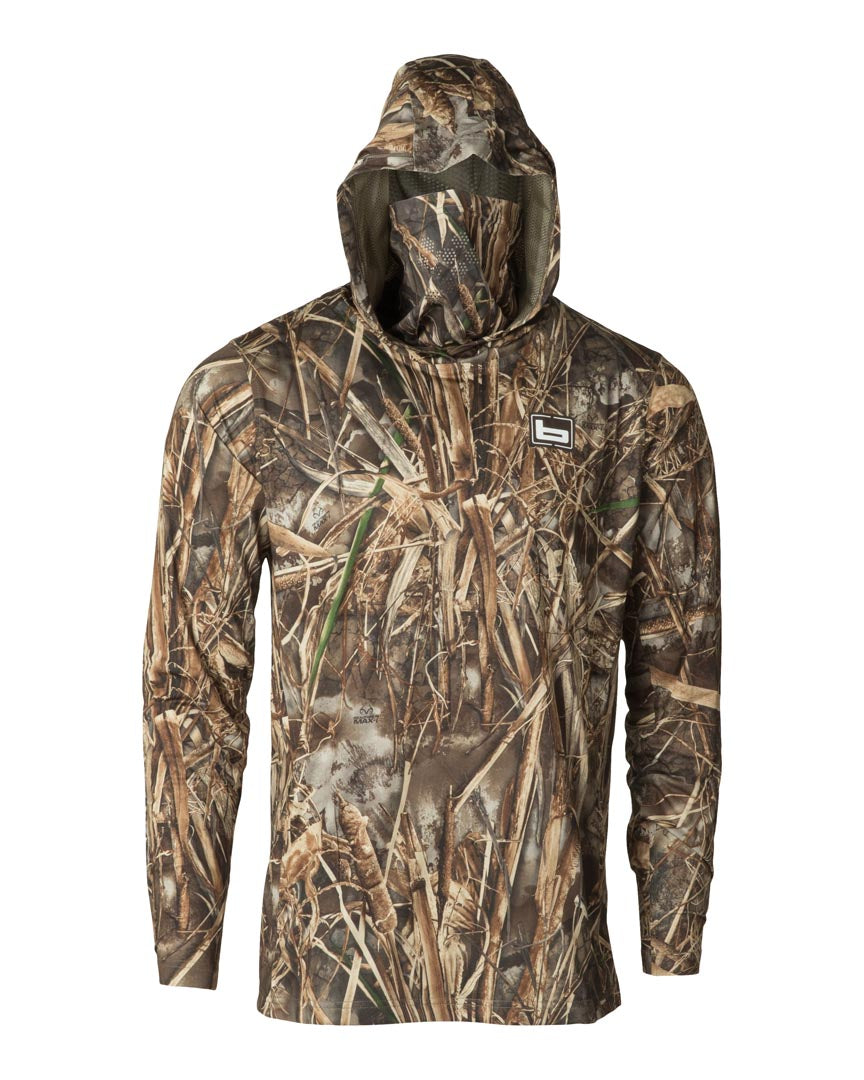 Banded camo pullover top