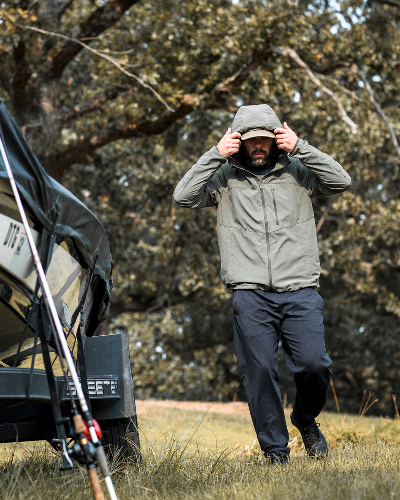 Banded Casual Campside Jogger in color black model Josh Dokken in enviro shot