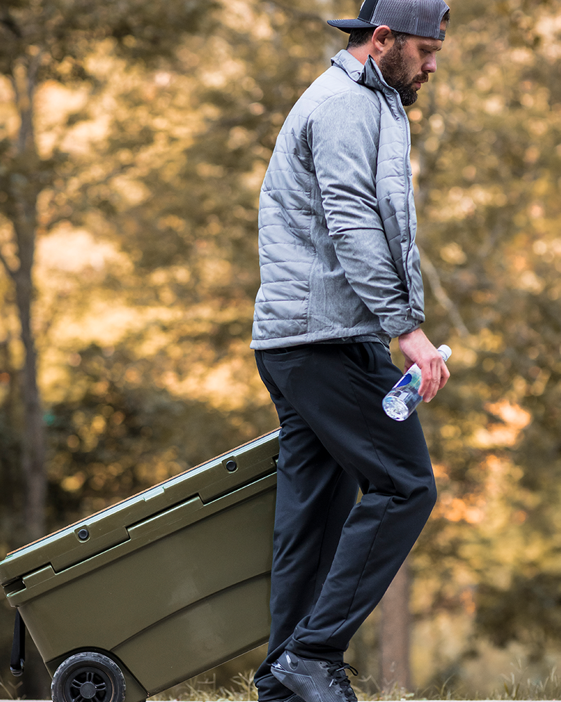 Banded Casual Campside Jogger in color black model Josh Dokken in enviro shot