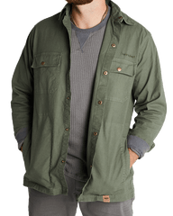 Banded Canvas Camp Shirt Jacket in Forrest over Grey Cliff Waffle Shirt and 365 Chino Pant from Banded Casual Fall 2021 Line