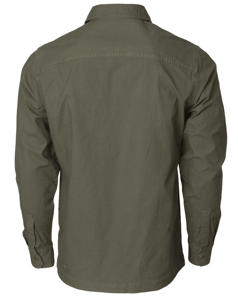 Banded Canvas Camp Shirt Jacket in Forrest over Grey Cliff Waffle Shirt and 365 Chino Pant from Banded Casual Fall 2021 Line