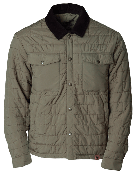 Banded Casual Wear Cumberland Shirt Jacket with corduroy collar polyfill insulated brick style quilting