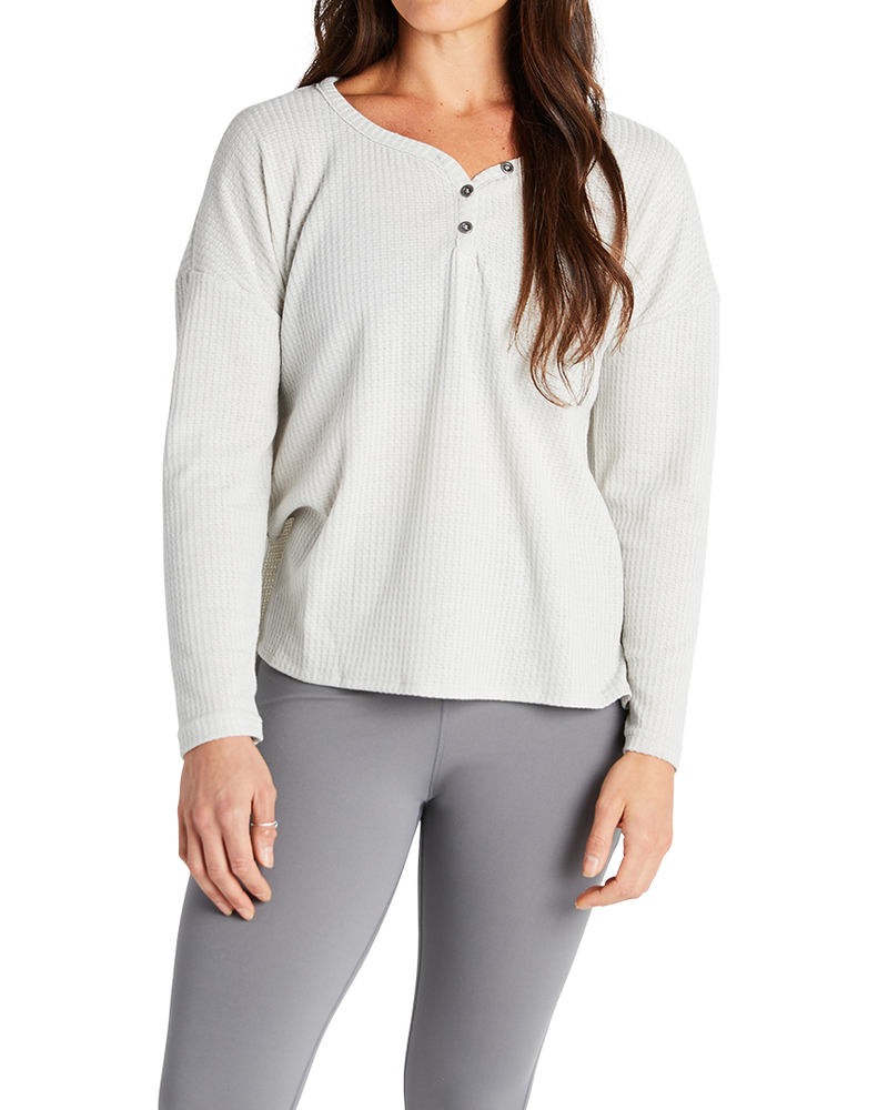 Banded Casual Women's Leisure Waffle Henley