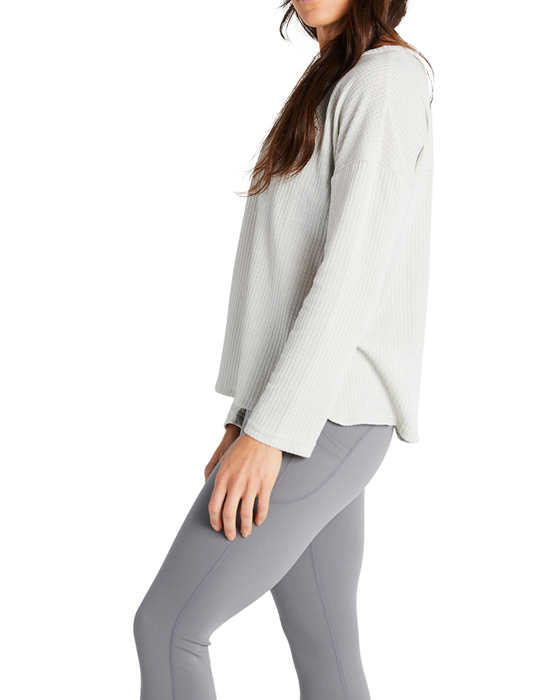 Banded Casual Women's Leisure Waffle Henley