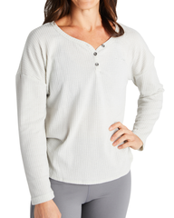 Banded Casual Women's Leisure Waffle Henley