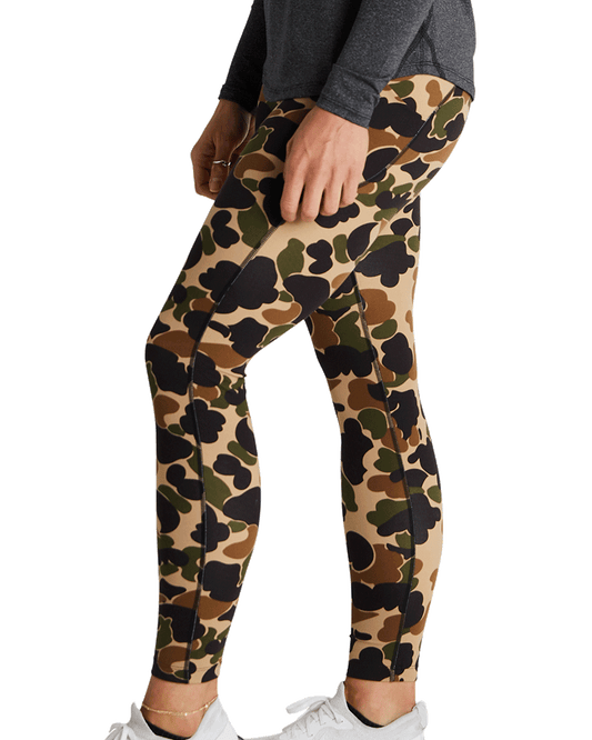 Banded Casual Women's Freestyle Legging in Black, high-waist legging with light compression - color old-school camo